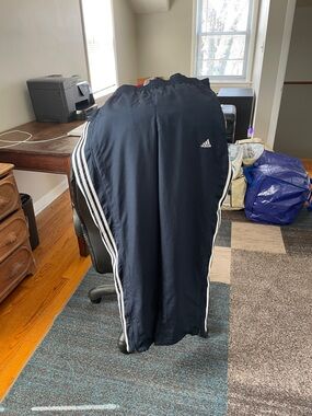 adidas Navy Track Pants with White Three Stripes